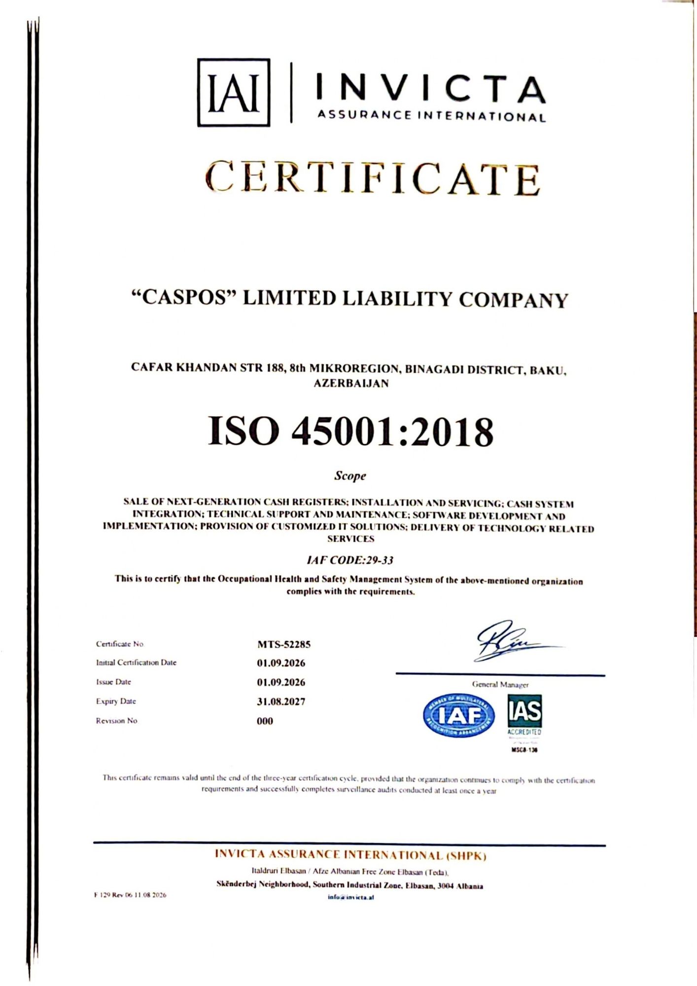 ISO 45001:2018 — Əməyin mühafizəsi və iş təhlükəsizliyi